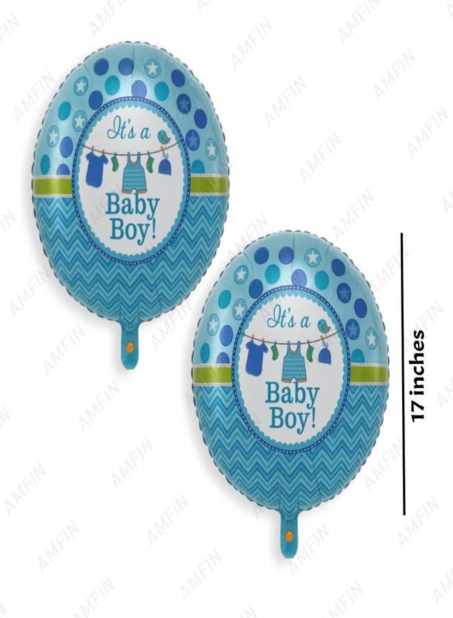 AMFIN (Pack of 7) Cradle shape Baby Shower Foil Balloons Baby shower decoration material Its a boy decorations - Blue - Image 5